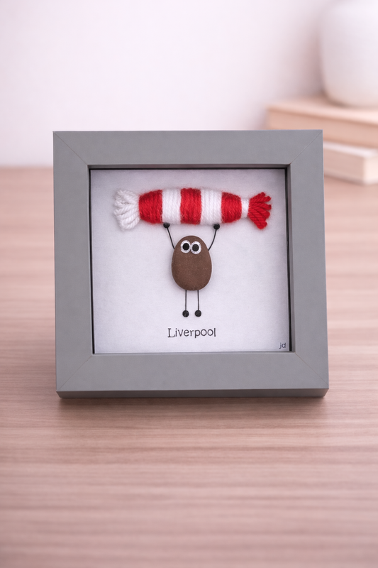 Liverpool Gift for Football Fan – Handmade Pebble Art Frame – Supporter Decor - Unique Keepsake