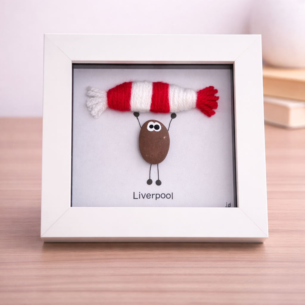 Liverpool Gift for Football Fan – Handmade Pebble Art Frame – Supporter Decor - Unique Keepsake
