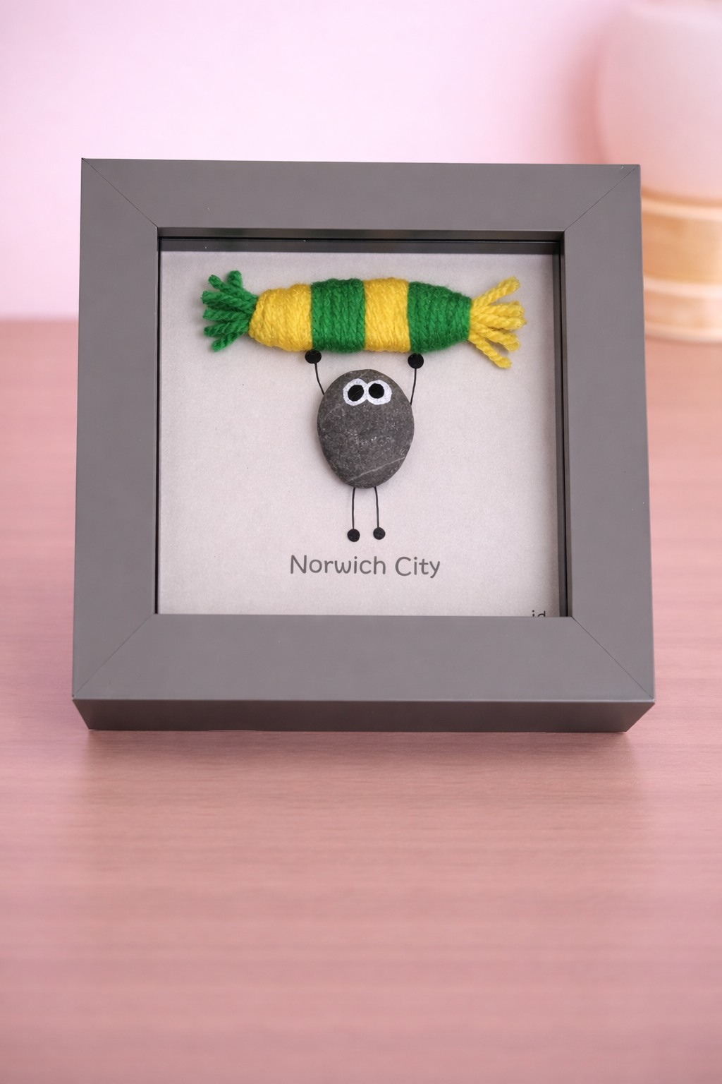 Norwich City Gift for Football Fan – Handmade Pebble Art Frame – Supporter Decor - Unique Keepsake