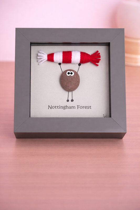 Nottingham Forest Gift for Football Fan – Handmade Pebble Art Frame – Supporter Decor - Unique Keepsake