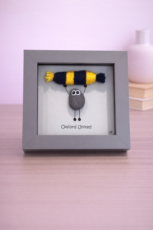 Oxford Gift for Football Fan – Handmade Pebble Art Frame – Supporter Decor - Unique Keepsake