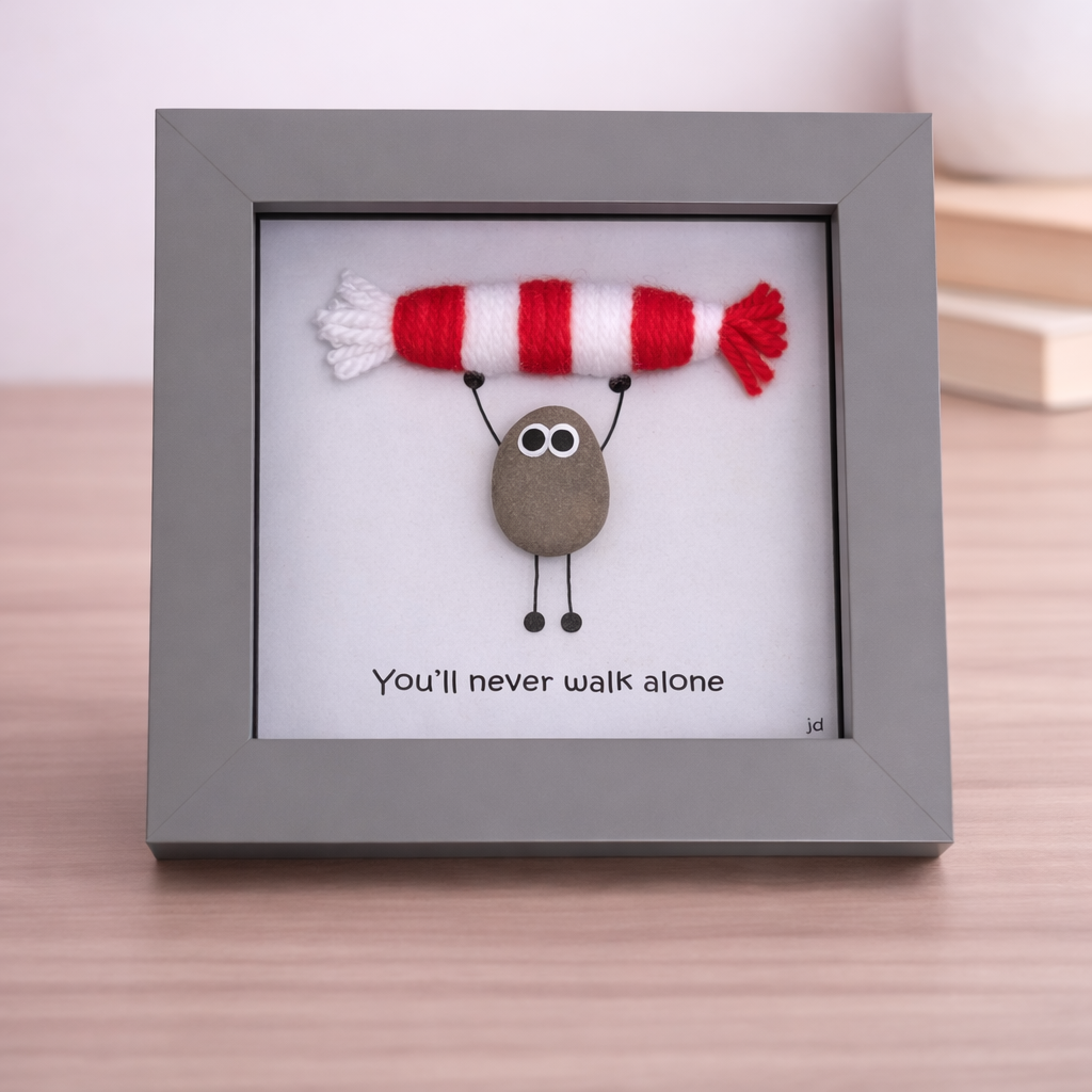 Liverpool Gift for Football Fan – Handmade Pebble Art Frame – Supporter Decor - Unique Keepsake