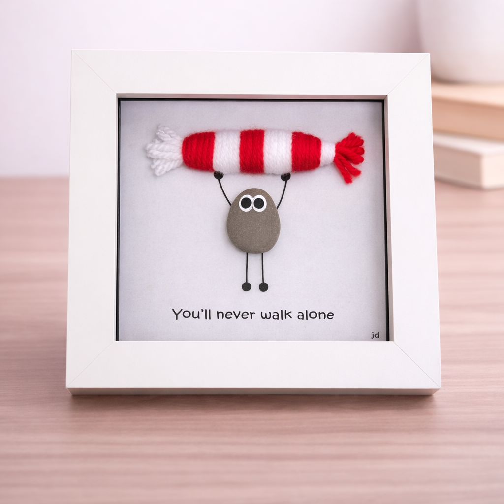 Liverpool Gift for Football Fan – Handmade Pebble Art Frame – Supporter Decor - Unique Keepsake