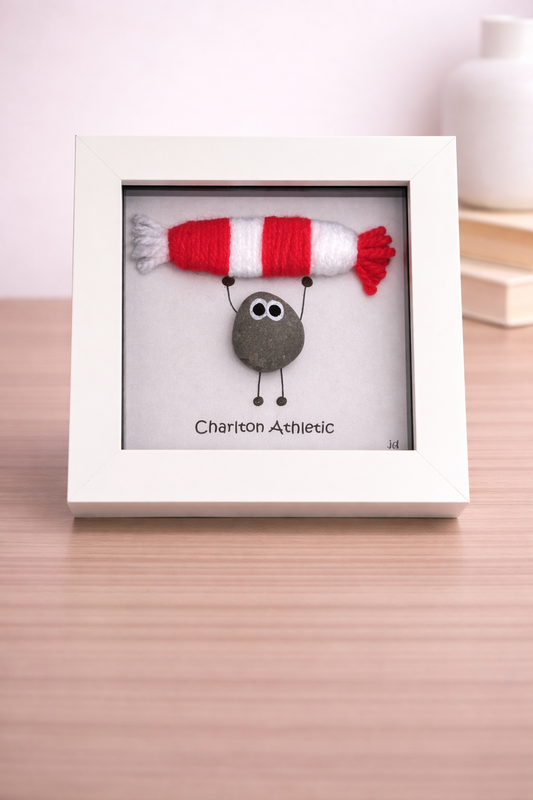 Charlton Athletic Gift for Football Fan – Handmade Pebble Art Frame – Supporter Decor - Unique Keepsake