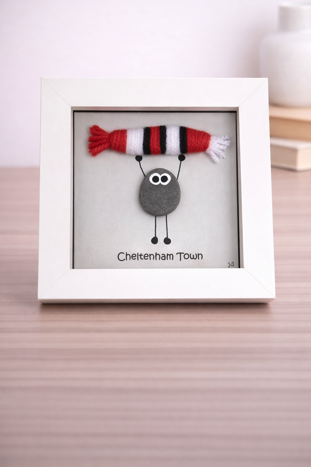 Cheltenham Town Gift for Football Fan – Handmade Pebble Art Frame – Supporter Decor - Unique Keepsake