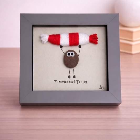 Fleetwood Town Gift for Football Fan – Handmade Pebble Art Frame – Supporter Decor - Unique Keepsake