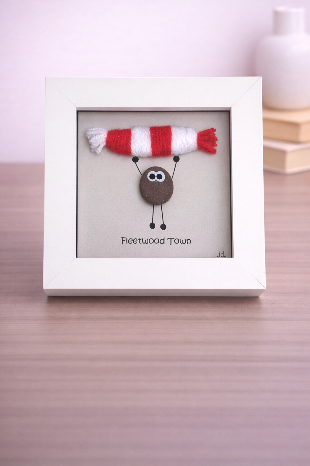 Fleetwood Town Gift for Football Fan – Handmade Pebble Art Frame – Supporter Decor - Unique Keepsake