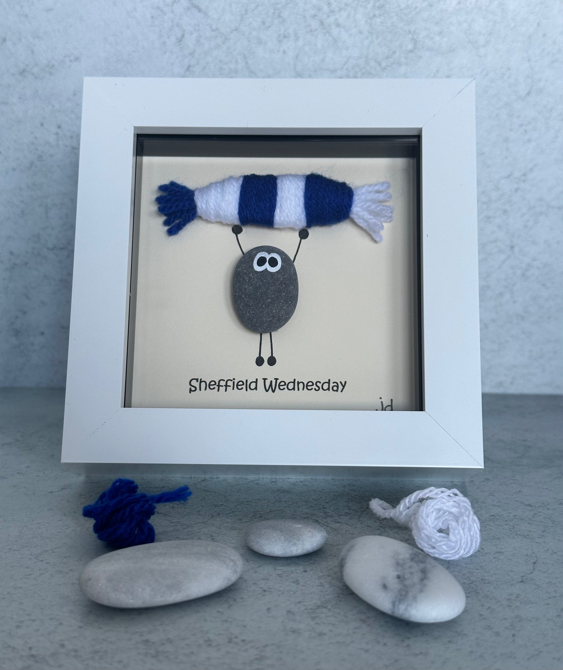Wednesday Photo Frame Sheffield Wednesday Gift for Football Fan – Handmade Pebble Art Frame ...