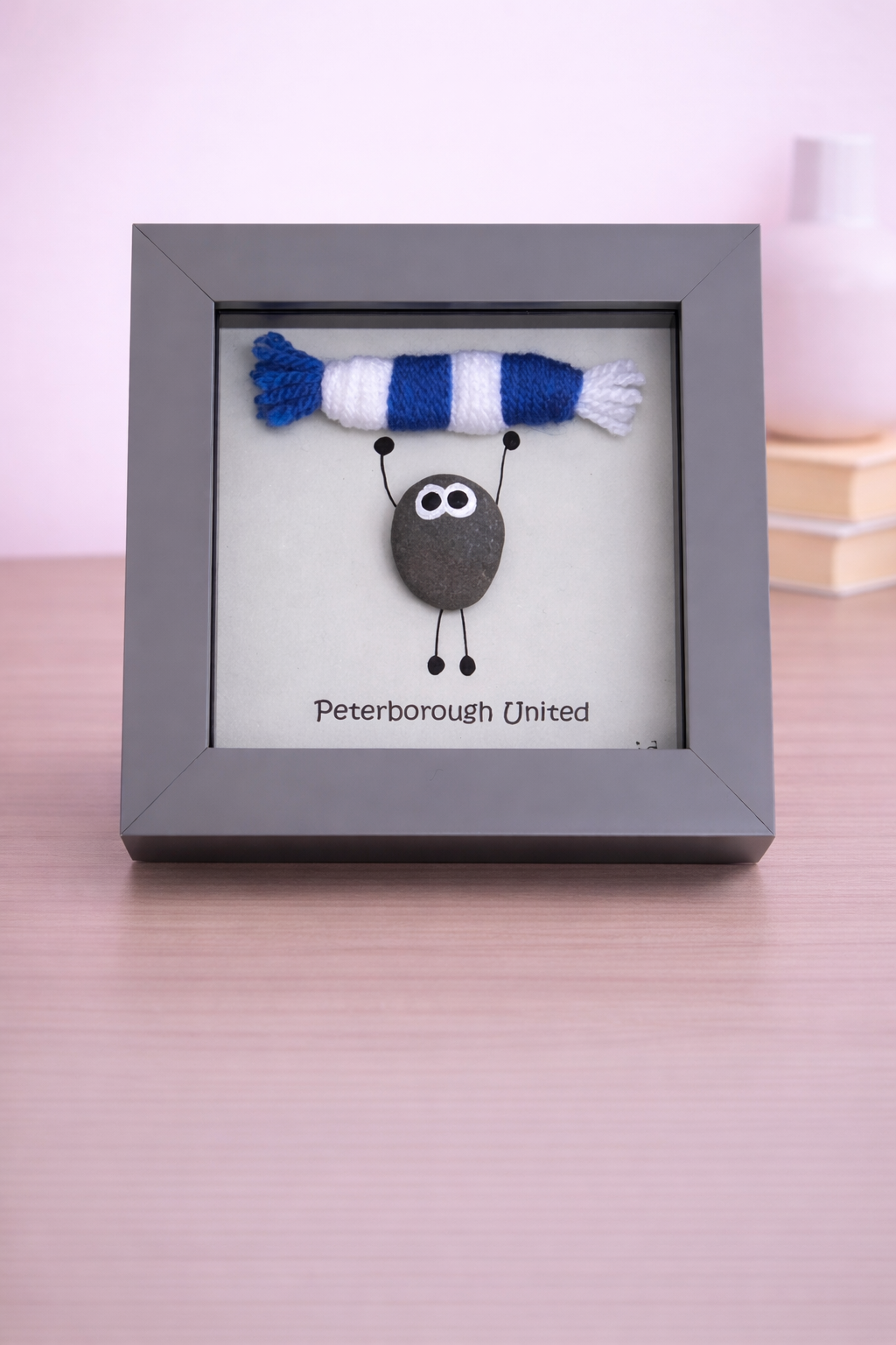 Peterborough Gift for Football Fan – Handmade Pebble Art Frame – Supporter Decor - Unique Keepsake