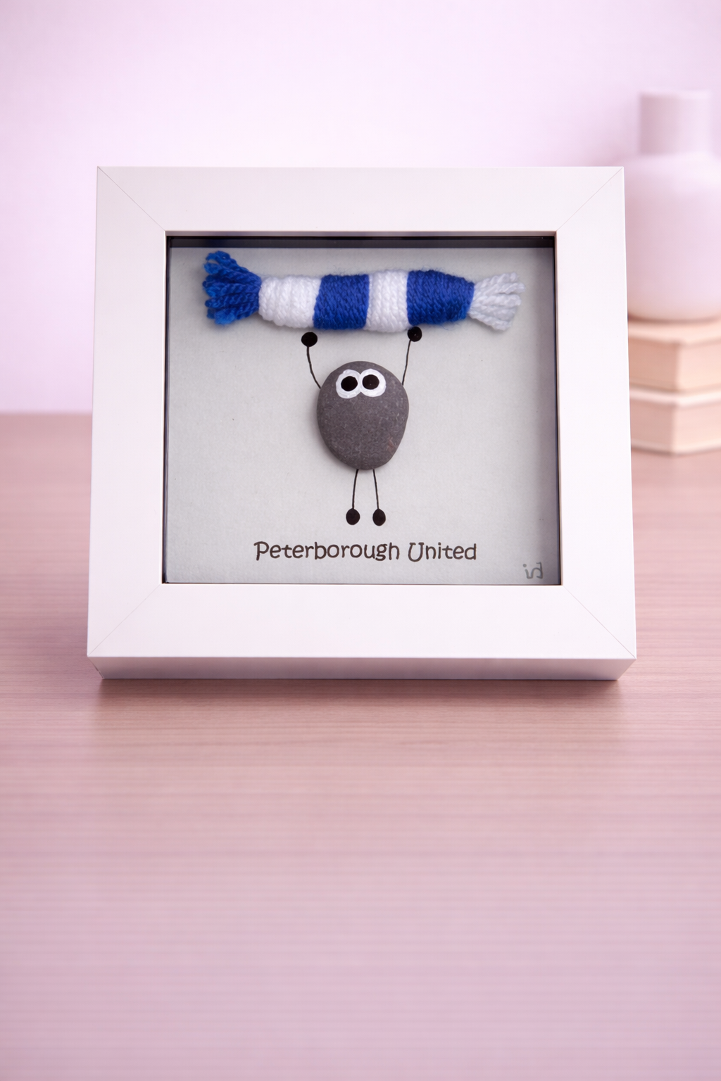 Peterborough Gift for Football Fan – Handmade Pebble Art Frame – Supporter Decor - Unique Keepsake